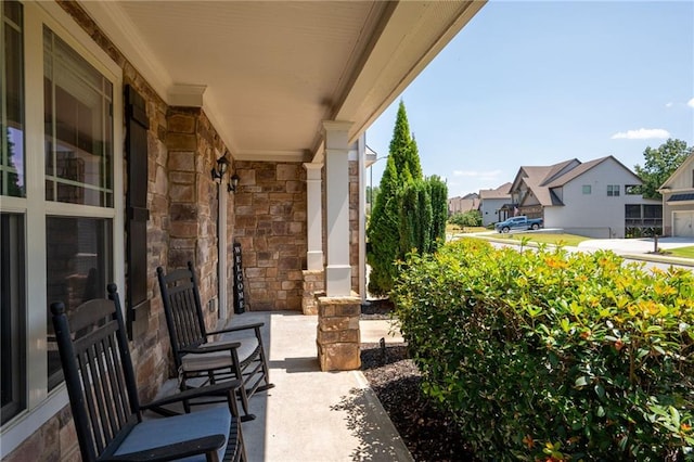 176 Red Wood Dr, Dallas, GA 30132 - view of patio with a residential view and covered porch