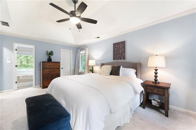 4522 Reva Ct NE, Marietta, GA 30066 - bedroom featuring light colored carpet, ornamental molding, and a ceiling fan