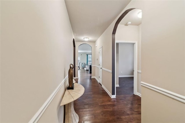 hall featuring dark wood-type flooring