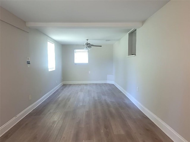 unfurnished room featuring ceiling fan and wood-type flooring