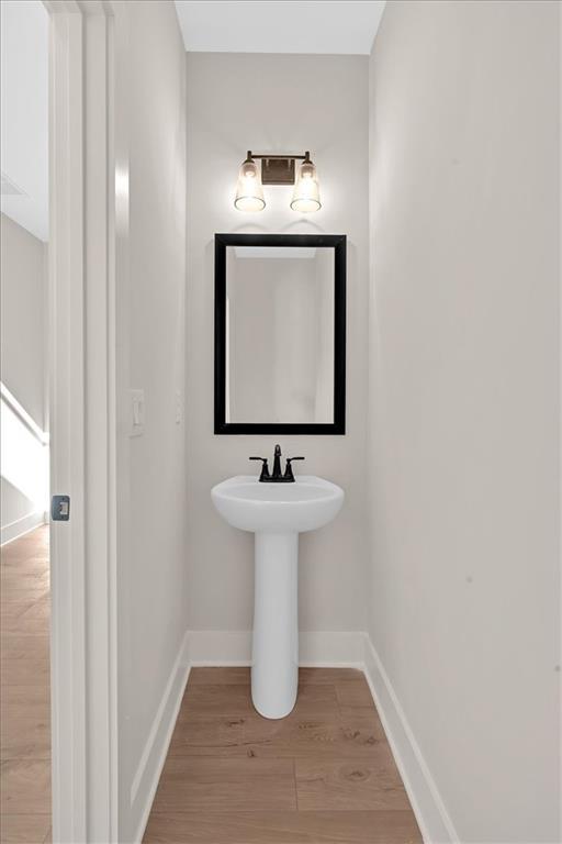 bathroom featuring wood-type flooring