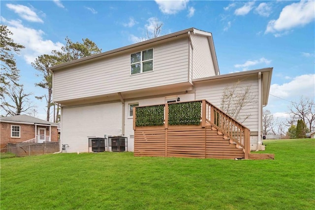 2206 Loring Ct, Decatur, GA 30032 - back of house with stairs, a yard, and fence