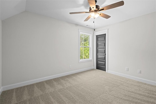 130 W Lake Blvd, Carrollton, GA 30116 - spare room with ceiling fan, baseboards, carpet floors, and lofted ceiling
