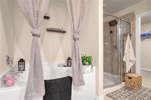 bathroom with plus walk in shower