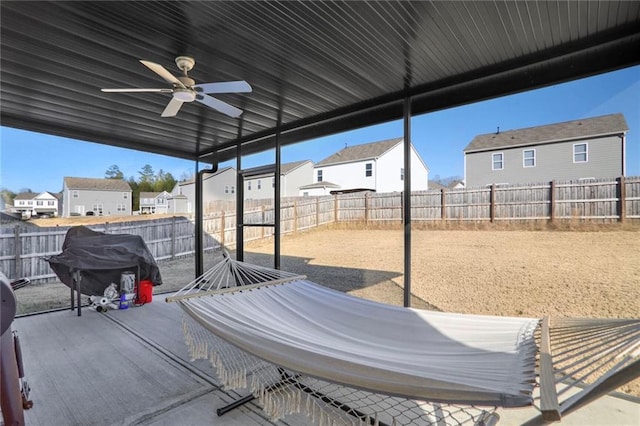 view of patio with ceiling fan