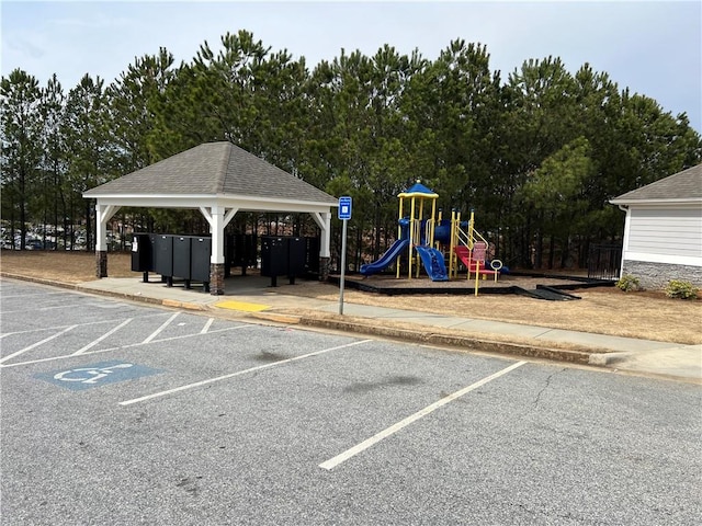 community play area with a gazebo