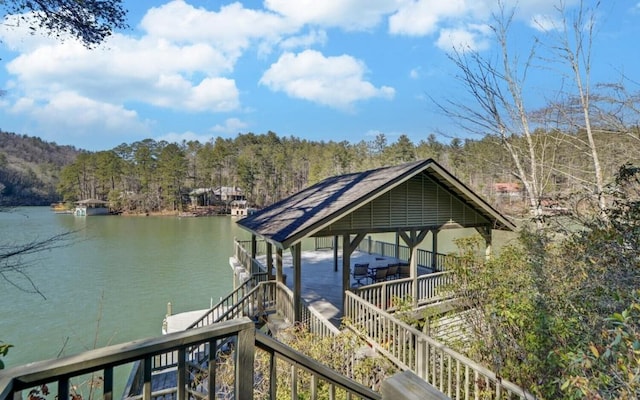 126 Jenkins Cir, Lakemont, GA 30552 - dock area with a water view, a view of trees, and stairs