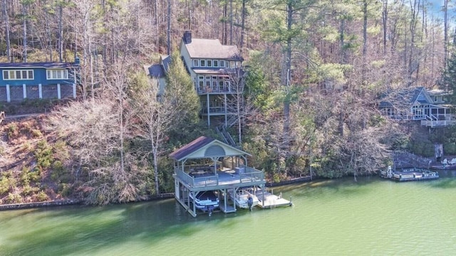 126 Jenkins Cir, Lakemont, GA 30552 - dock with a water view, a view of trees, and a gazebo