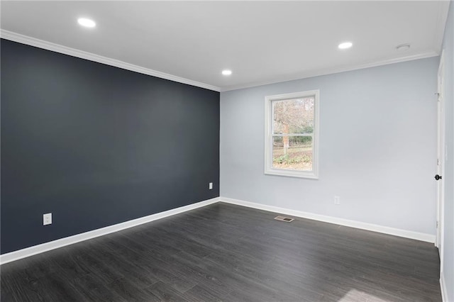 1931 Selwyn Dr, Decatur, GA 30035 - unfurnished room featuring baseboards, ornamental molding, dark wood-style floors, and recessed lighting