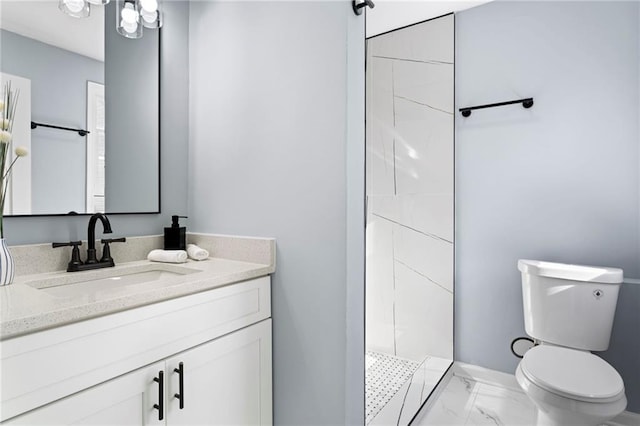 1931 Selwyn Dr, Decatur, GA 30035 - full bathroom featuring toilet, walk in shower, marble look tile flooring, and vanity