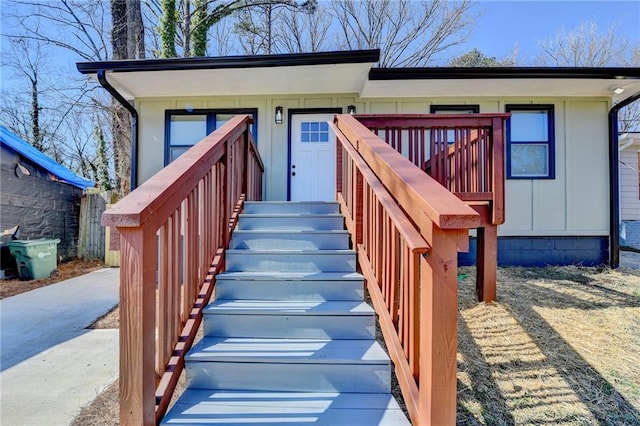 exterior space featuring board and batten siding