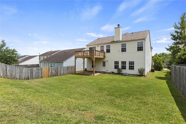 1910 Towne Park Dr, Mcdonough, GA 30252 - back of house with a chimney, a deck, and a patio area