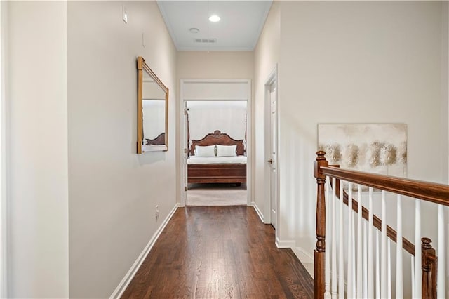 hall with dark hardwood / wood-style floors