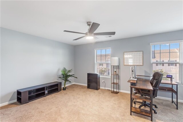 244 Grand Central Way, Cartersville, GA 30120 - carpeted home office with a ceiling fan and baseboards