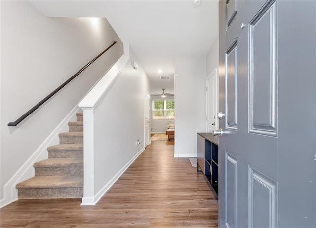 244 Grand Central Way, Cartersville, GA 30120 - entrance foyer featuring stairs, wood finished floors, and baseboards