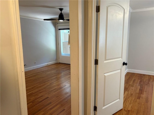 375 6th St NE Unit 5, Atlanta, GA 30308 - corridor with ornamental molding, wood finished floors, and baseboards