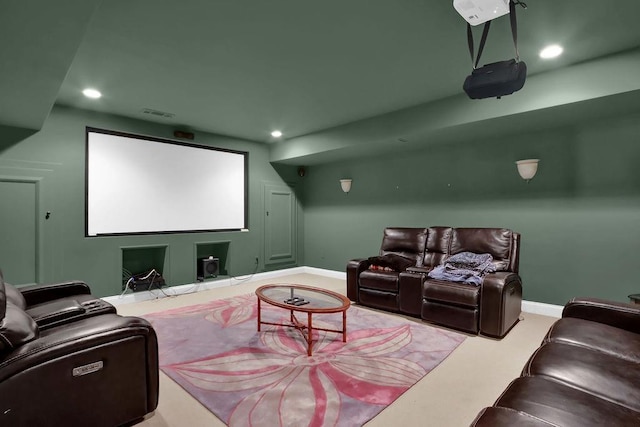 view of carpeted cinema room