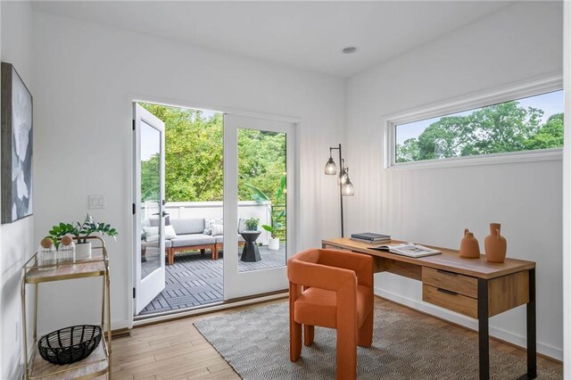 office with wood finished floors