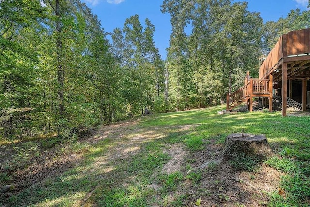 view of yard featuring a deck