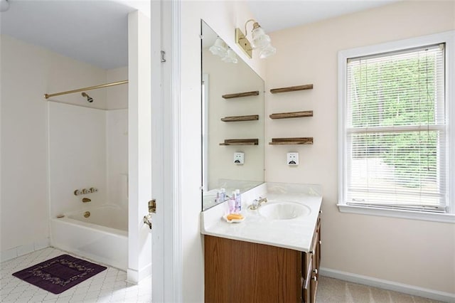 bathroom with shower / bathing tub combination and vanity