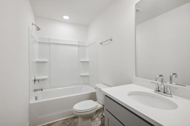 full bathroom featuring vanity, toilet, and shower / tub combination