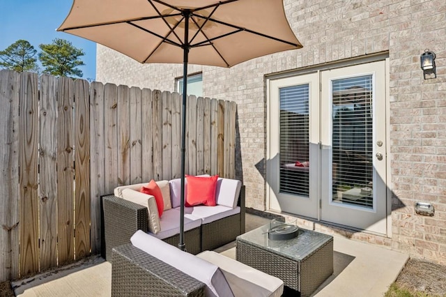 view of patio featuring outdoor lounge area