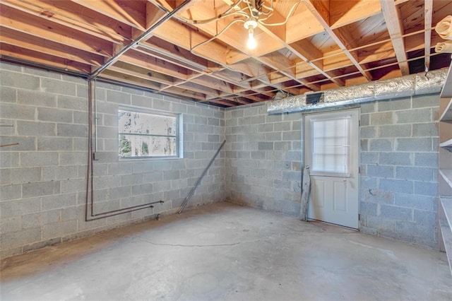 basement featuring plenty of natural light