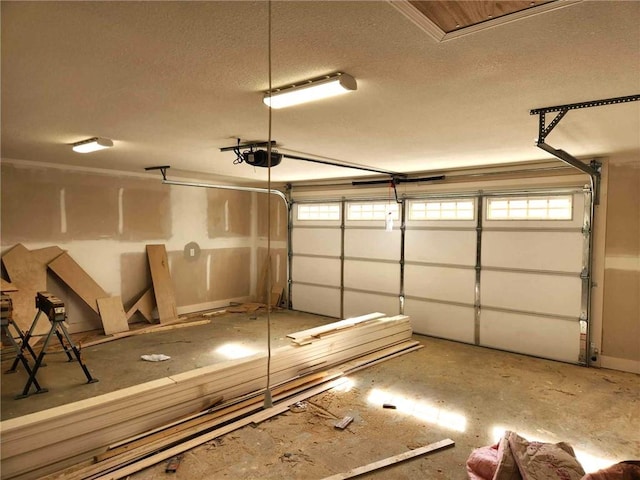 garage with a garage door opener