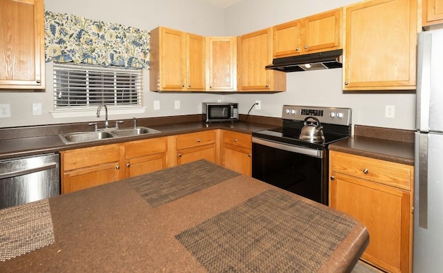 kitchen with appliances with stainless steel finishes and sink