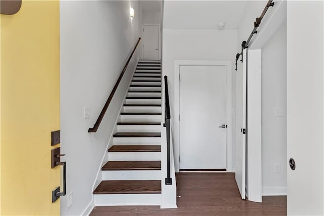 415 Gartrell St SE Unit 15, Atlanta, GA 30312 - stairway with a barn door and wood finished floors