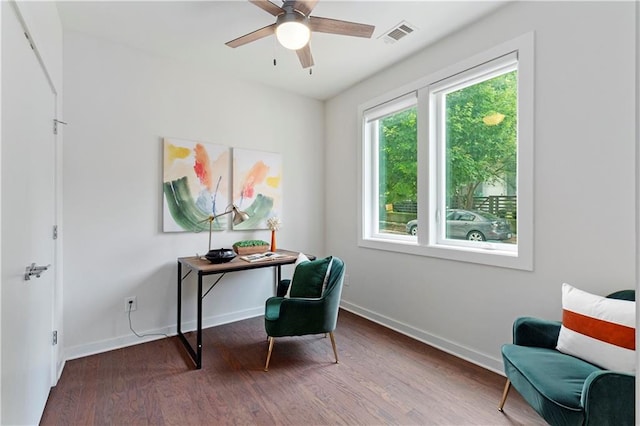 415 Gartrell St SE Unit 15, Atlanta, GA 30312 - office area featuring wood finished floors and ceiling fan