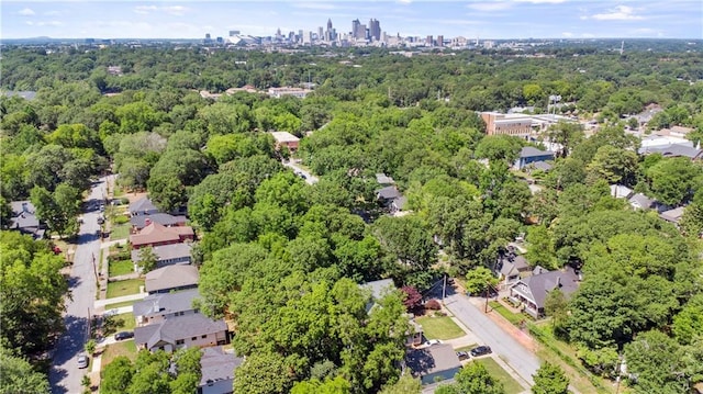 bird's eye view with a city view