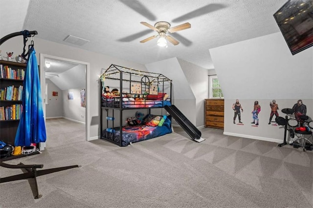75 Mcpherson Ln, Bremen, GA 30110 - rec room featuring a ceiling fan, carpet floors, and a textured ceiling
