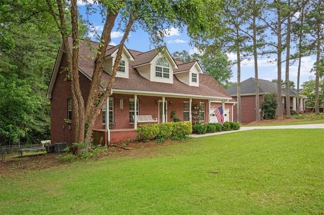 75 Mcpherson Ln, Bremen, GA 30110 - new england style home with covered porch, an attached garage, concrete driveway, brick siding, and roof with shingles