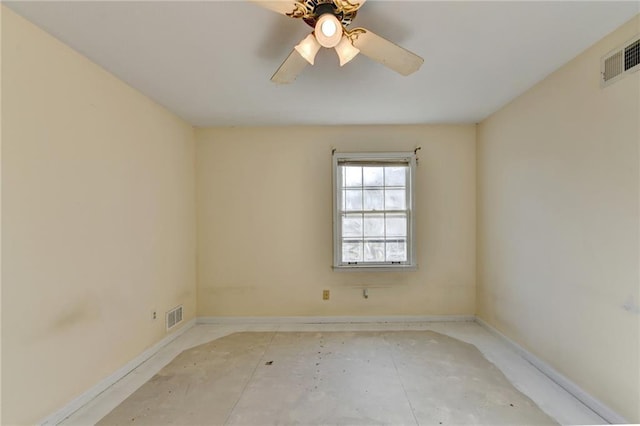 spare room featuring ceiling fan