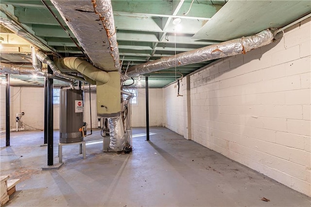 basement with gas water heater