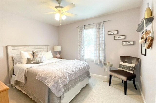 310 Hillpine Dr, Woodstock, GA 30189 - bedroom with light colored carpet, baseboards, and ceiling fan