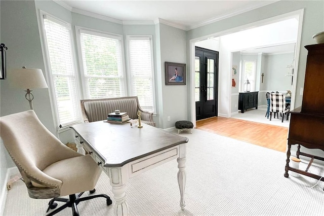 310 Hillpine Dr, Woodstock, GA 30189 - office area featuring ornamental molding and light wood-type flooring