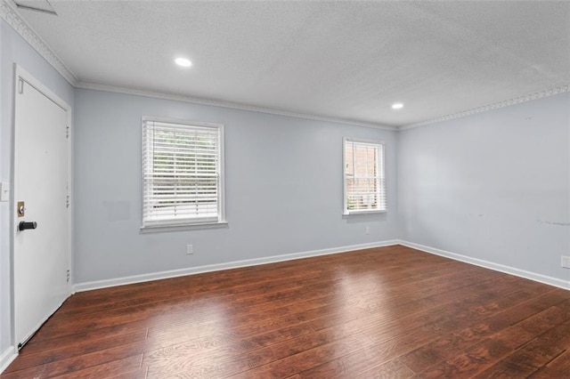 3626 Buford Hwy NE Unit C1, Brookhaven, GA 30329 - unfurnished room featuring a textured ceiling, crown molding, plenty of natural light, wood-type flooring, and recessed lighting