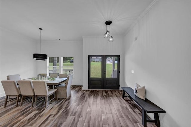 1021 Windsor Creek Dr, Madison, GA 30650 - entrance foyer with crown molding, french doors, and wood finished floors