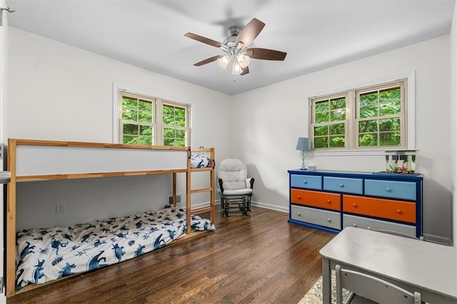 1630 Park Ln, Marietta, GA 30066 - bedroom with dark wood-style floors, baseboards, and a ceiling fan