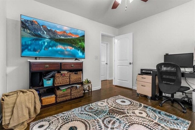 1630 Park Ln, Marietta, GA 30066 - office with a ceiling fan, wood finished floors, and baseboards