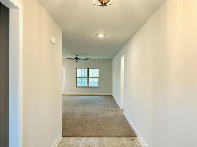 hall featuring light wood-type flooring