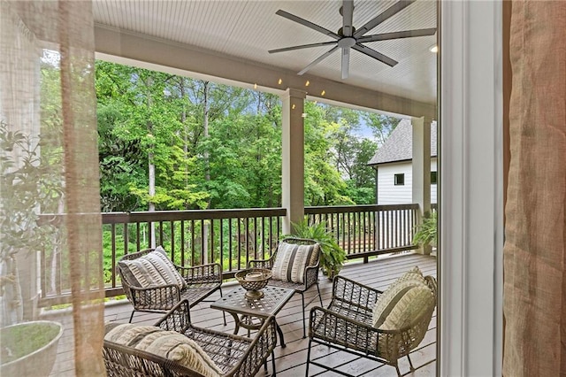 131 Forsyth Park Ln, Woodstock, GA 30188 - deck featuring a ceiling fan