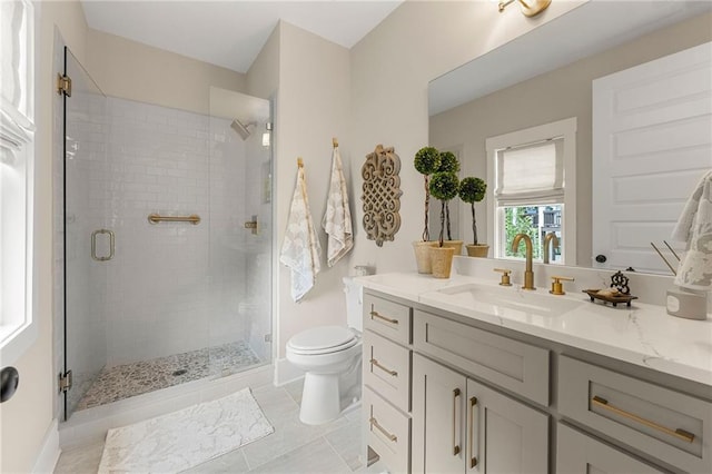 131 Forsyth Park Ln, Woodstock, GA 30188 - full bath with vanity, toilet, and a stall shower