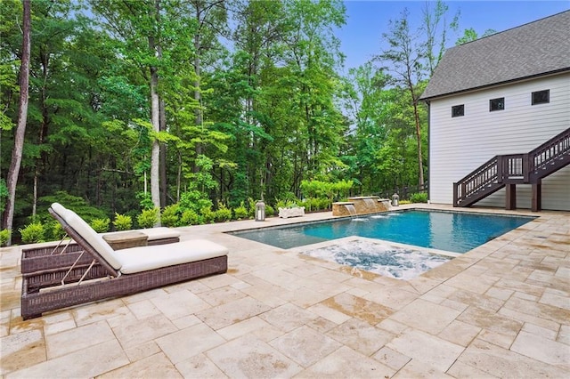 131 Forsyth Park Ln, Woodstock, GA 30188 - swimming pool featuring a patio and stairs