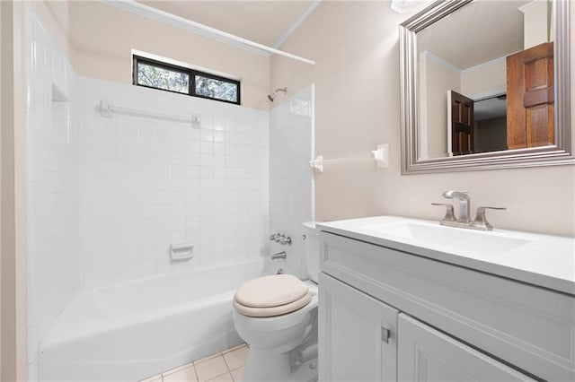 4140 Westchester Xing NE, Roswell, GA 30075 - bathroom with vanity, ornamental molding, tile patterned floors, toilet, and tub / shower combination