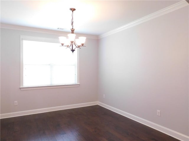 330 La Perla Dr, Sugar Hill, GA 30518 - spare room featuring a chandelier, dark wood-style floors, and crown molding