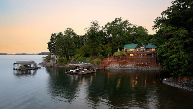 water view with a boat dock