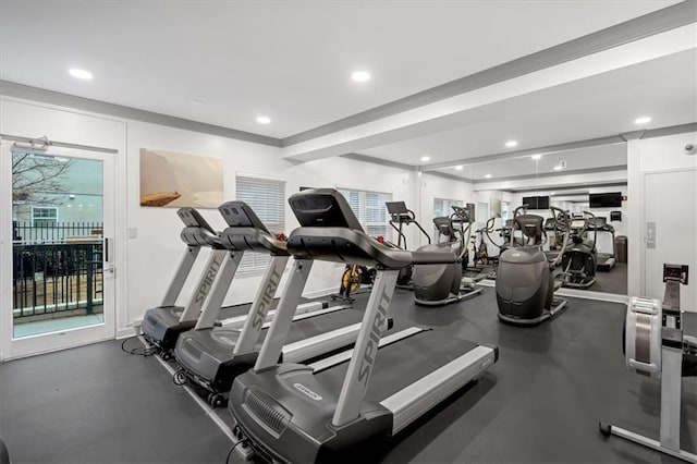 1075 Peachtree Walk NE Unit A421, Atlanta, GA 30309 - workout area with healthy amount of natural light and recessed lighting